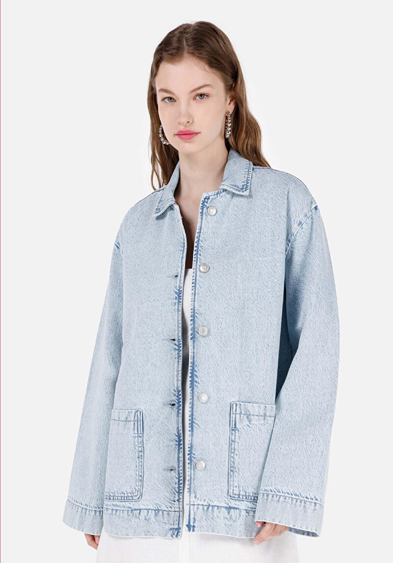 Imagine a Jacheta De Dama Albastru Regular Fit  Cl1069643