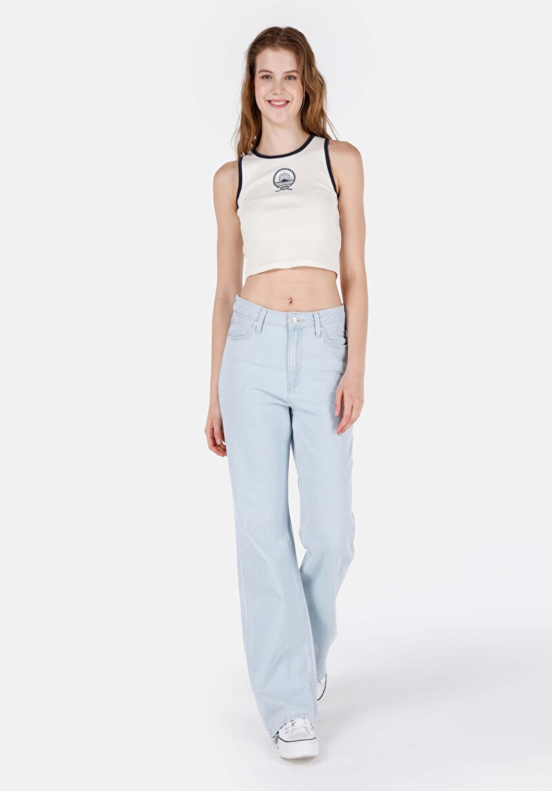 Imagine a Regular Fit Mid Waist Bootcut Blugi İndigo Pentru Femei