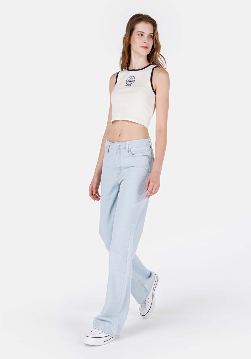 Imagine a Regular Fit Mid Waist Bootcut Blugi İndigo Pentru Femei