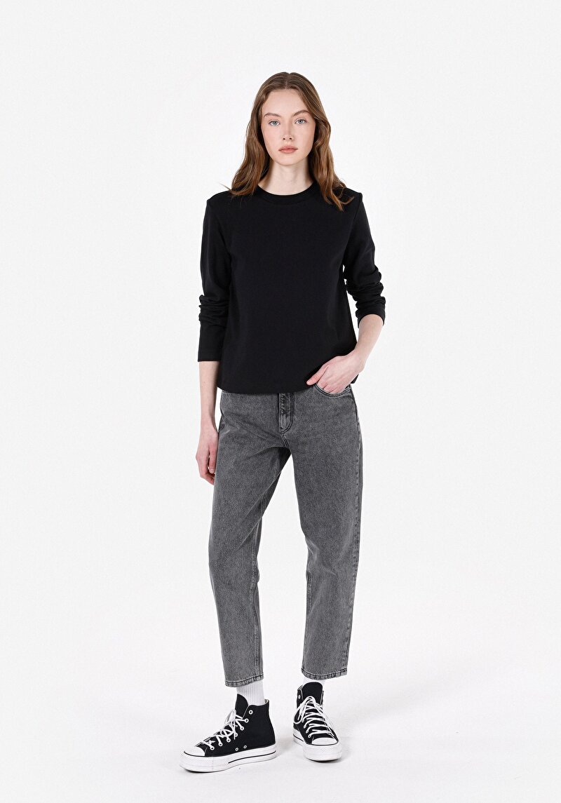 Imagine a Tricou Cu Maneca Lunga De Dama Negru Regular Fit Cl1072549