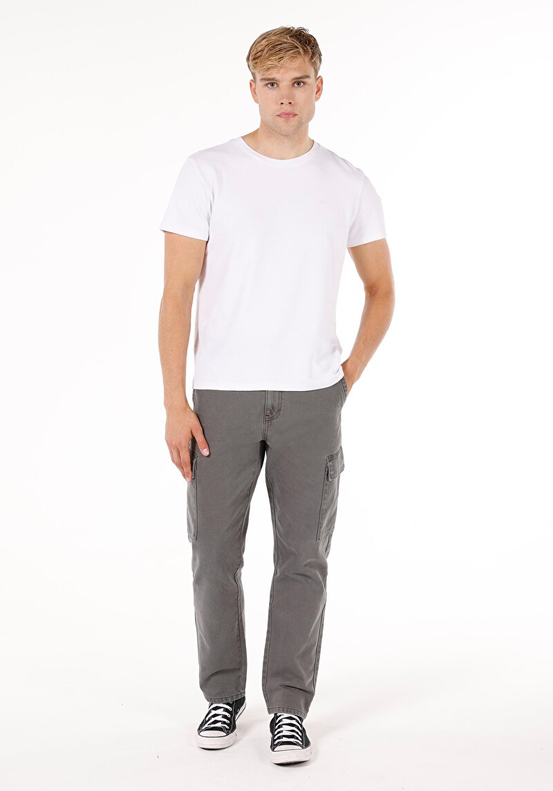 Imagine a Pantaloni Comfort Fit Mid Waist Straight Leg Pantaloni Antracit Pentru Bărbați