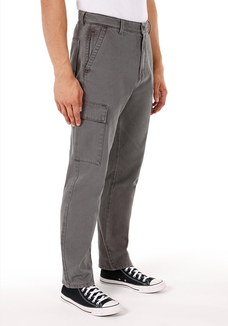 Afișați detalii pentru Pantaloni Comfort Fit Mid Waist Straight Leg Pantaloni Antracit Pentru Bărbați