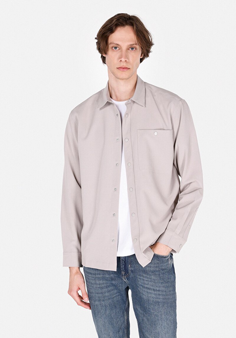 Imagine a Camasa Cu Maneca Lunga De Barbati Bej Regular Fit  Cl1069905