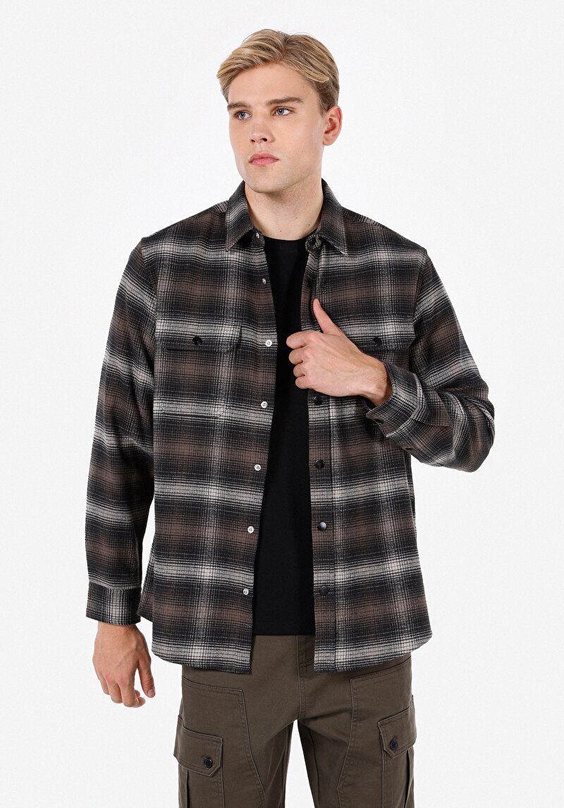 Imagine a Camasa Cu Maneca Lunga De Barbati Maro Comfort Fit  Cl1072562