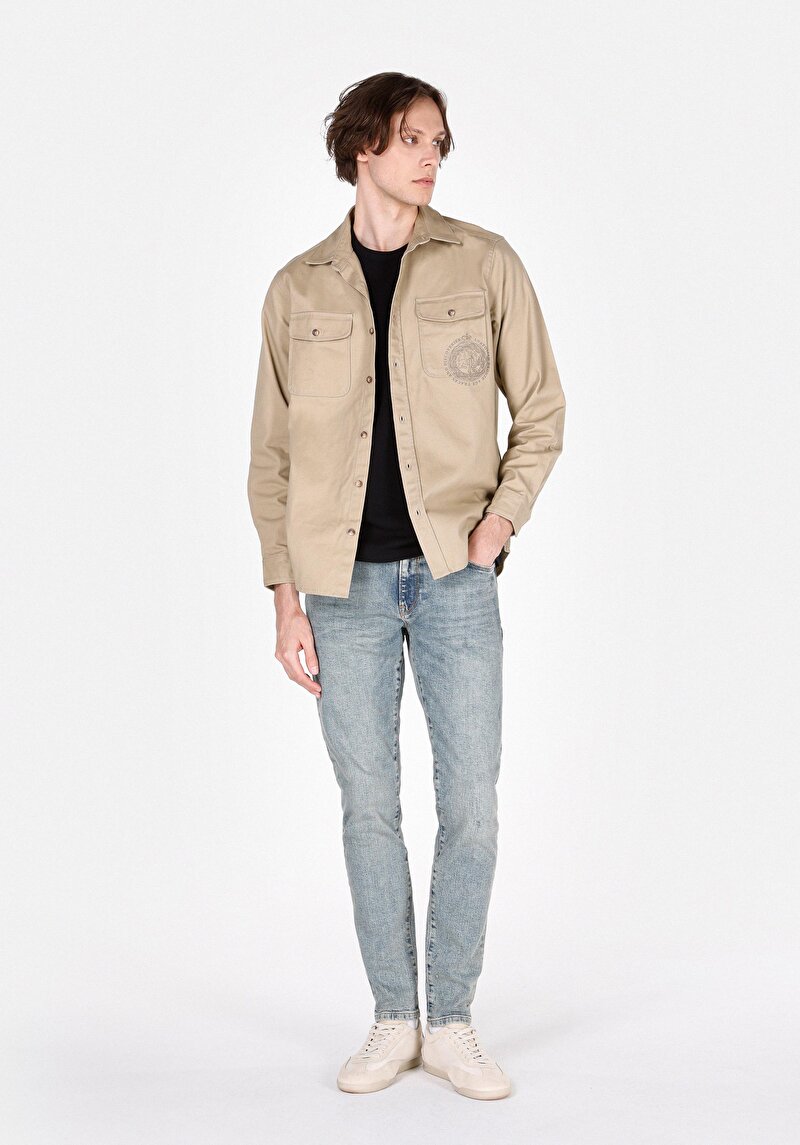 Imagine a Camasa Cu Maneca Lunga De Barbati Bej Comfort Fit Cl1070147