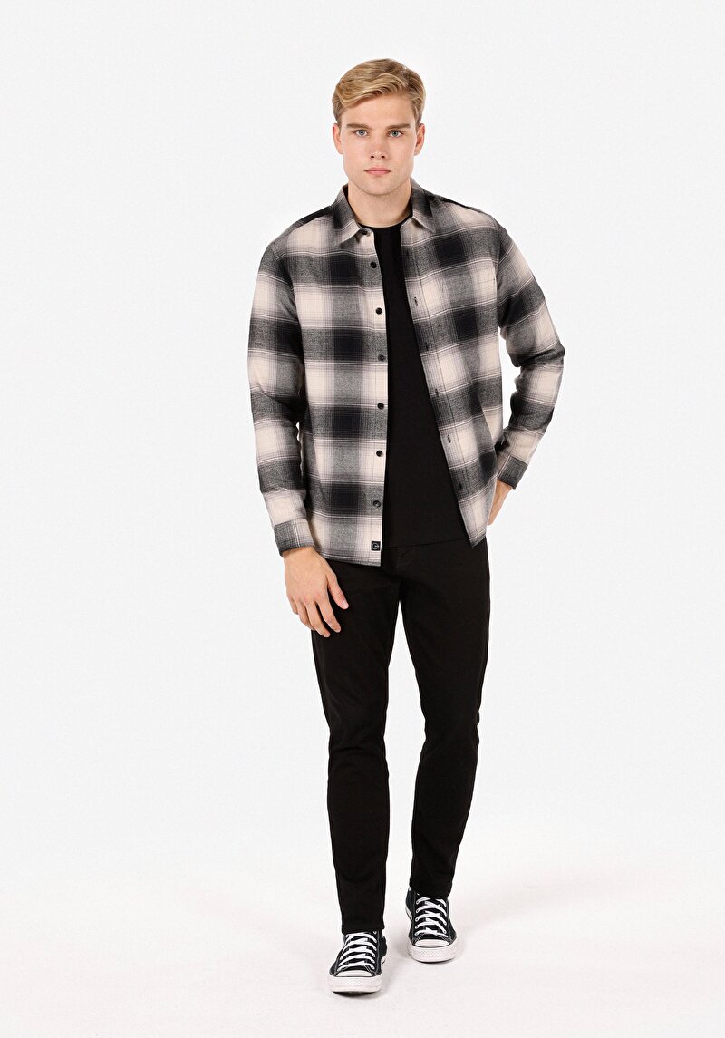 Afișați detalii pentru Camasa Cu Maneca Lunga De Barbati Negru Regular Fit  Cl1072577