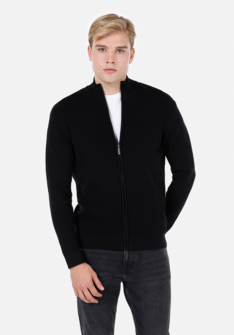 Imagine a Cardigan De Barbati Negru Regular Fit  Cl1072647