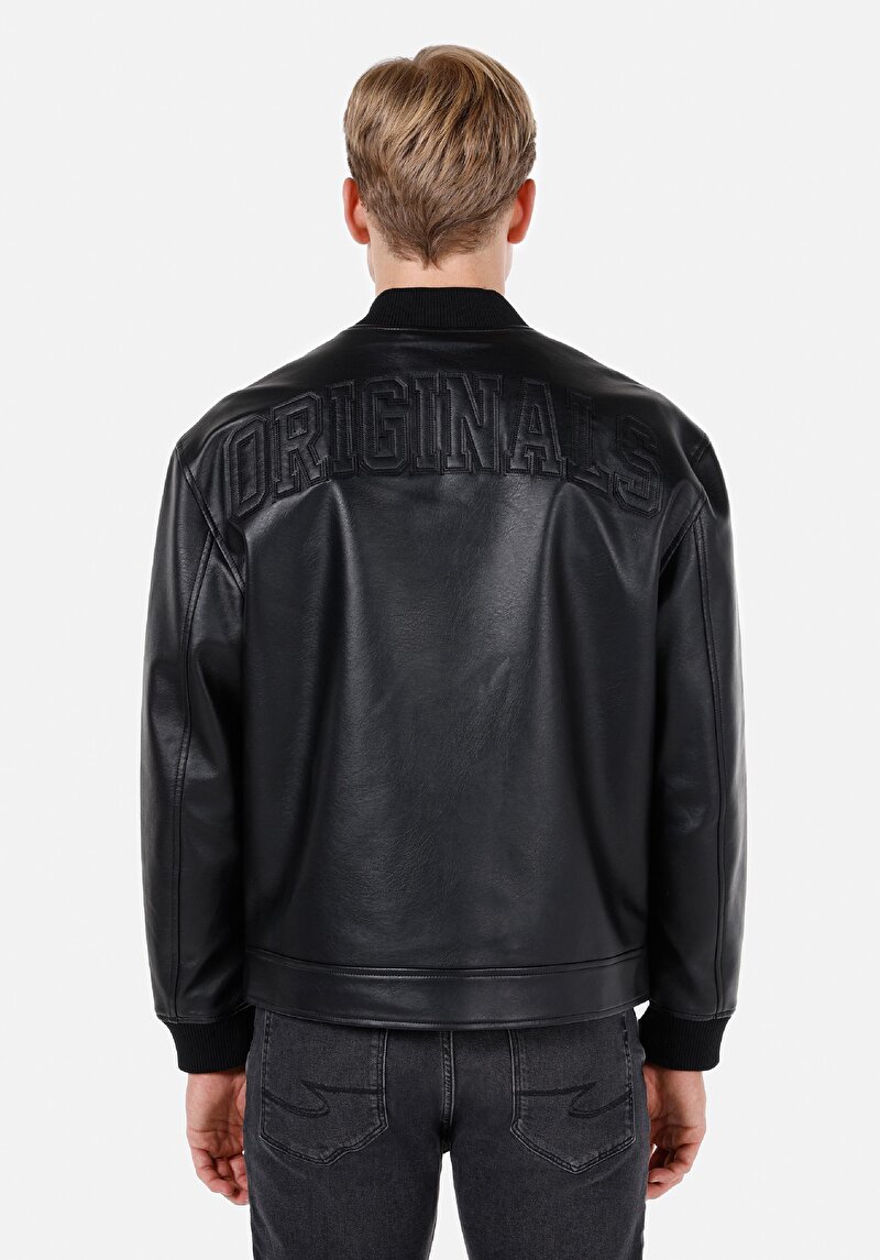 Imagine a Palton Negru Pentru Bărbați Regular Fit Pu