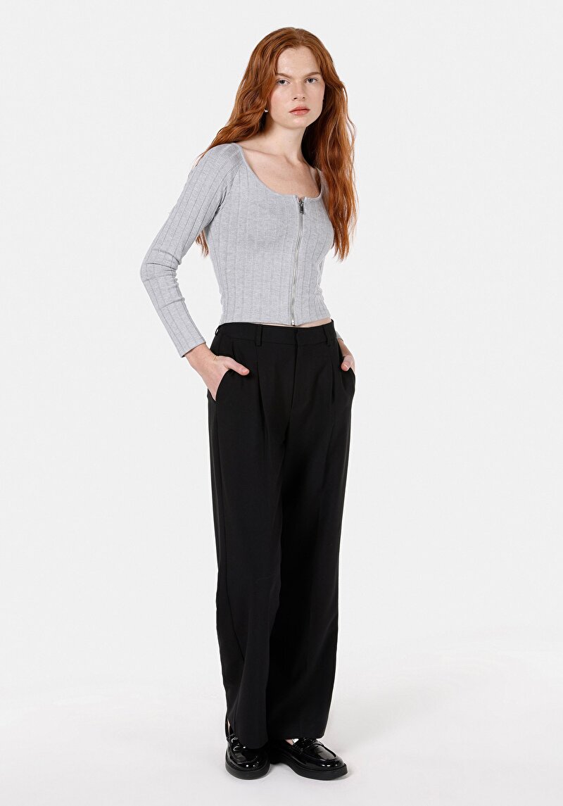 Afișați detalii pentru Bluza Cu Maneca Lunga De Dama Gri Slim Fit  Cl1072719