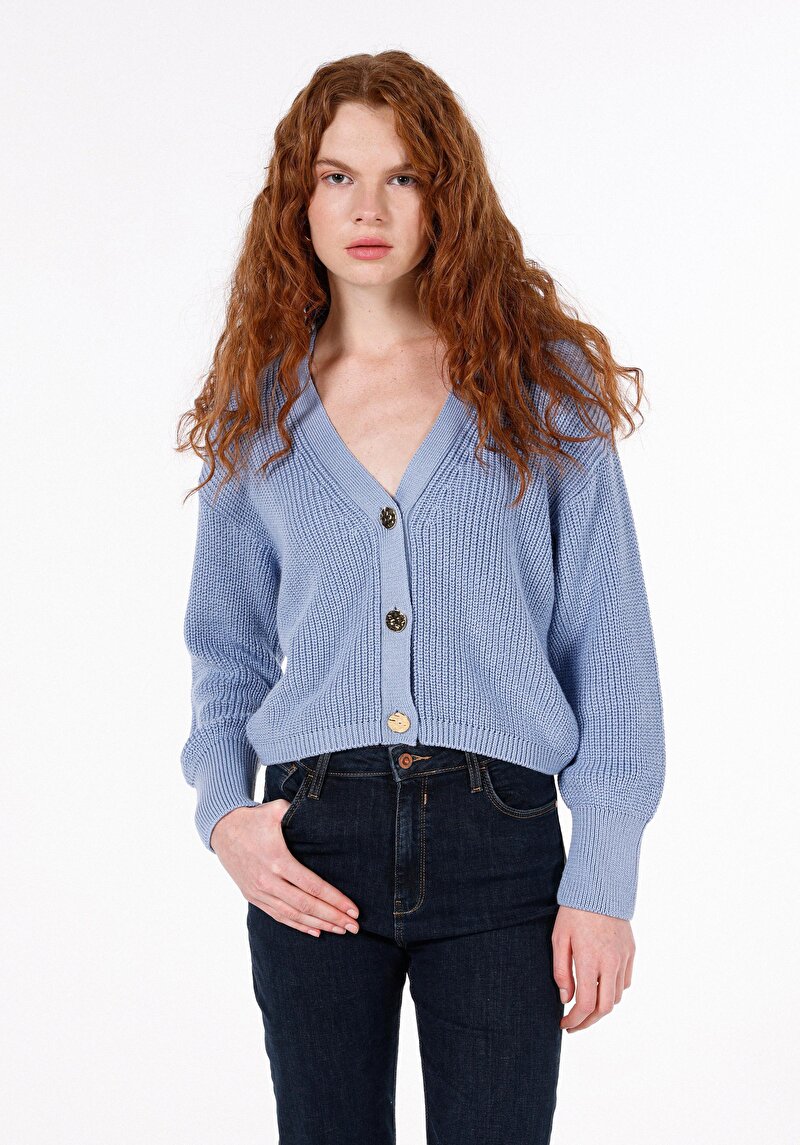 Imagine a Cardigan De Dama Albastru Regular Fit  Cl1072764