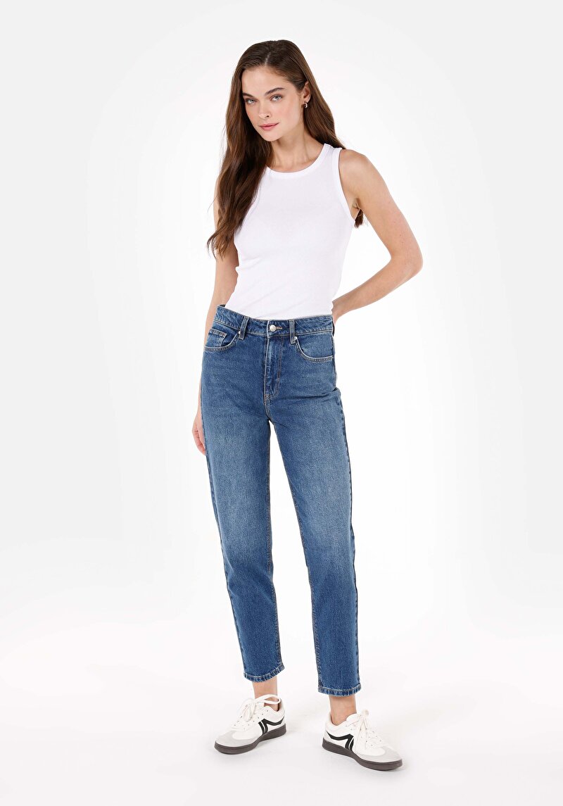 Imagine a Pantaloni De Dama Albastru Mom Fit 896 Maria Cl1072807