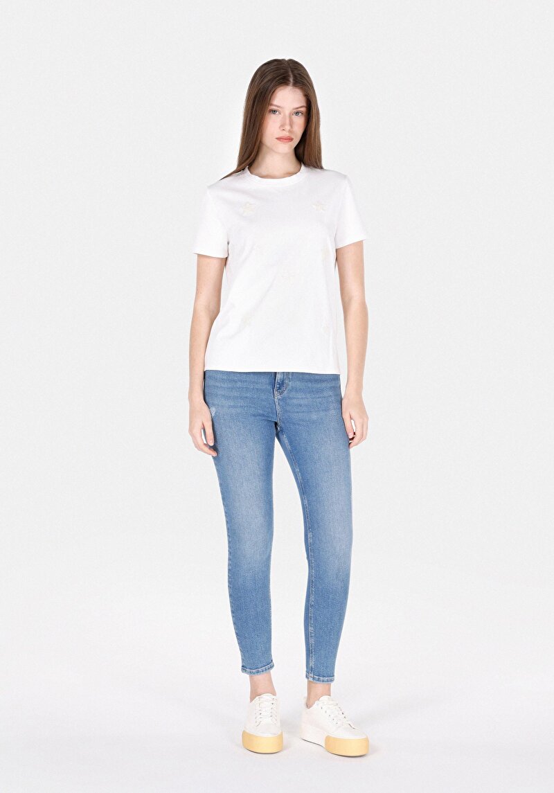 Imagine a Tricou Cu Maneca Scurta De Dama Alb Regular Fit Cl1073154