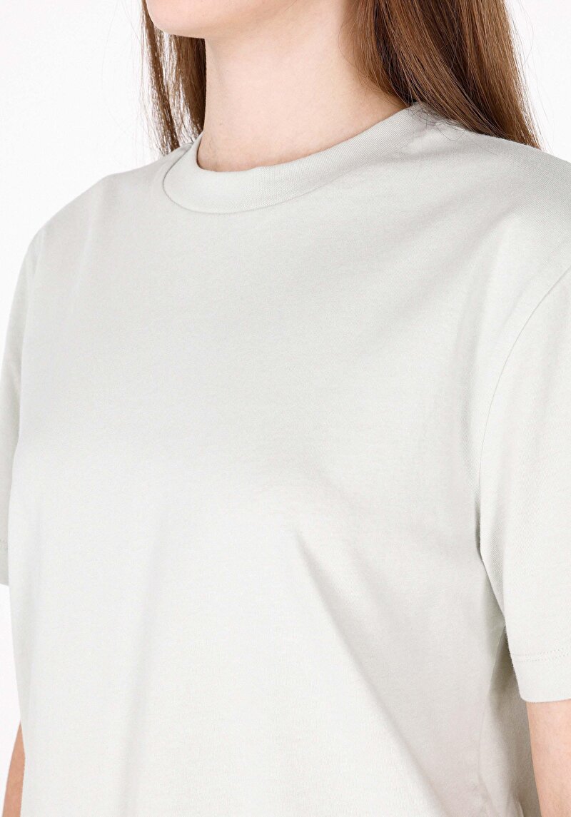 Imagine a Regular Fit Round Neck Drept Tricou Cu Mânecă Scurtă Verde Pentru Femei