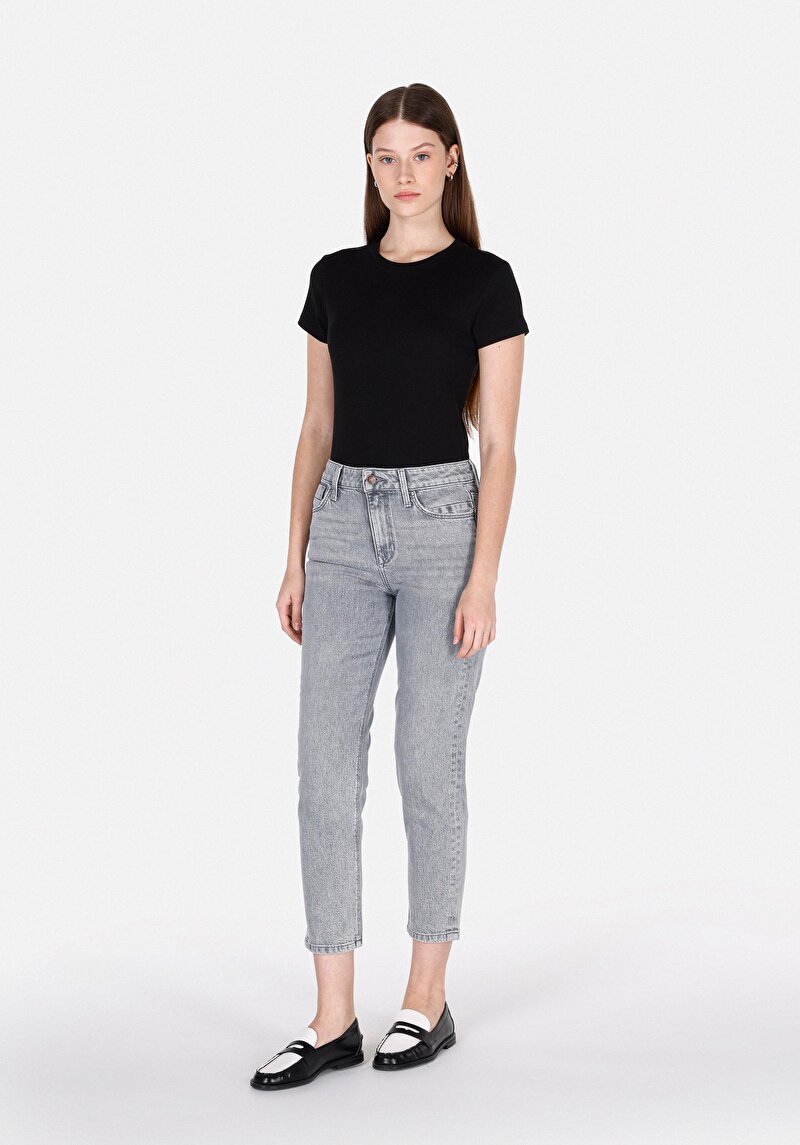 Afișați detalii pentru Blugi Gri Pentru Femei Mom Fit