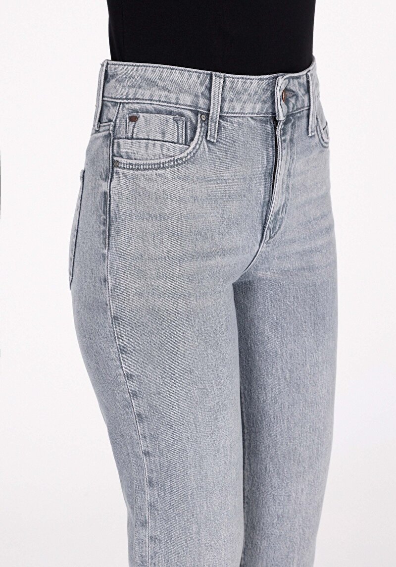 Afișați detalii pentru Blugi Gri Pentru Femei Mom Fit