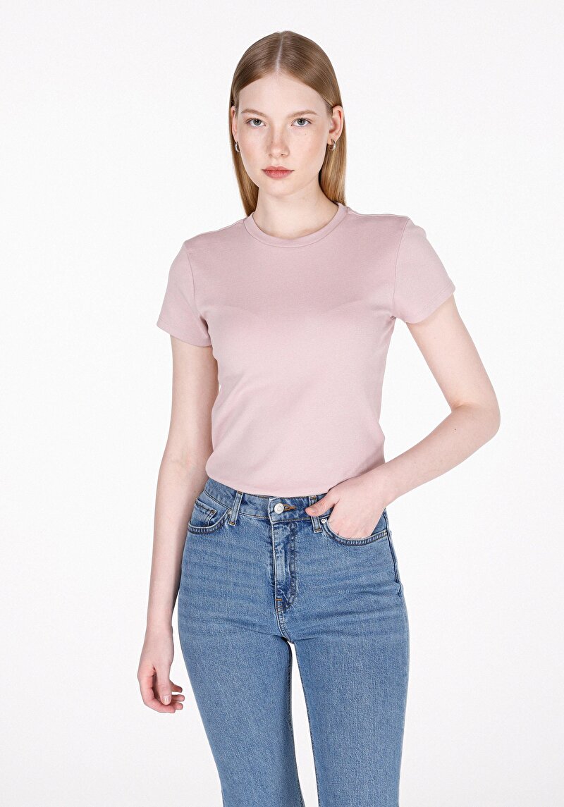 Imagine a Tricou Cu Maneca Scurta De Dama Roz Slim Fit Cl1073597