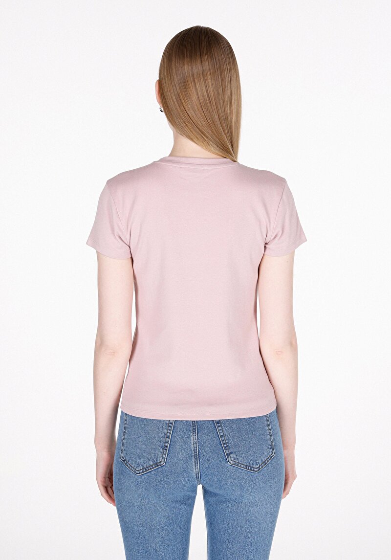 Imagine a Tricou Cu Maneca Scurta De Dama Roz Slim Fit  Cl1073597