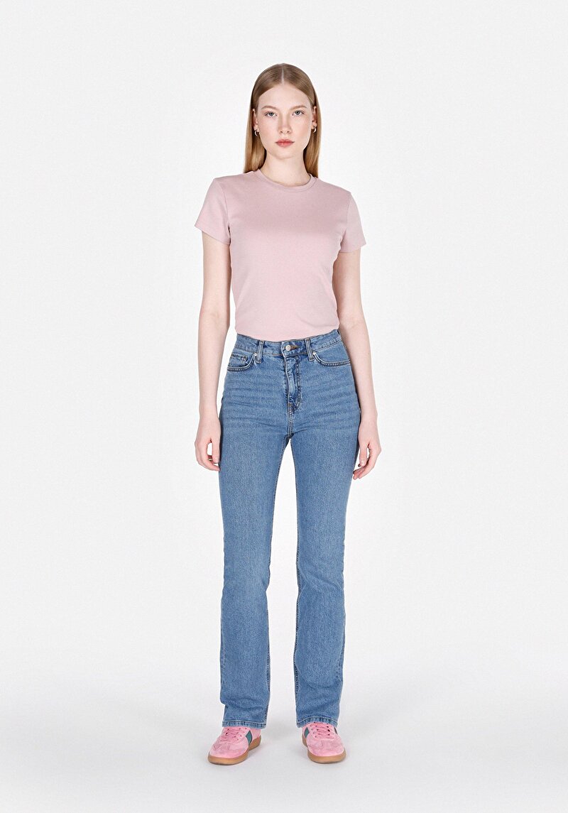 Imagine a Tricou Cu Maneca Scurta De Dama Roz Slim Fit  Cl1073597