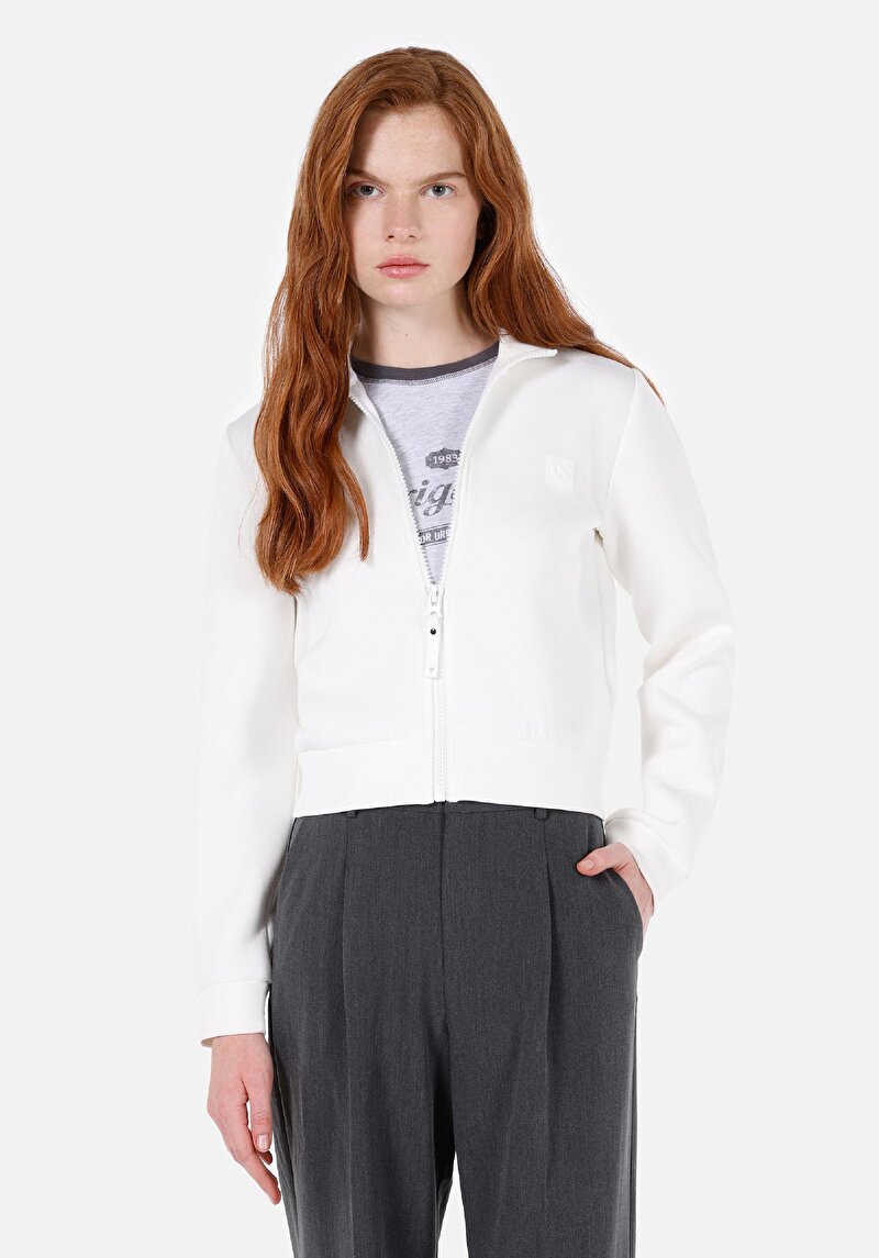 Imagine a Hanorac / Bluza De Dama Alb Slim Fit  Cl1073676