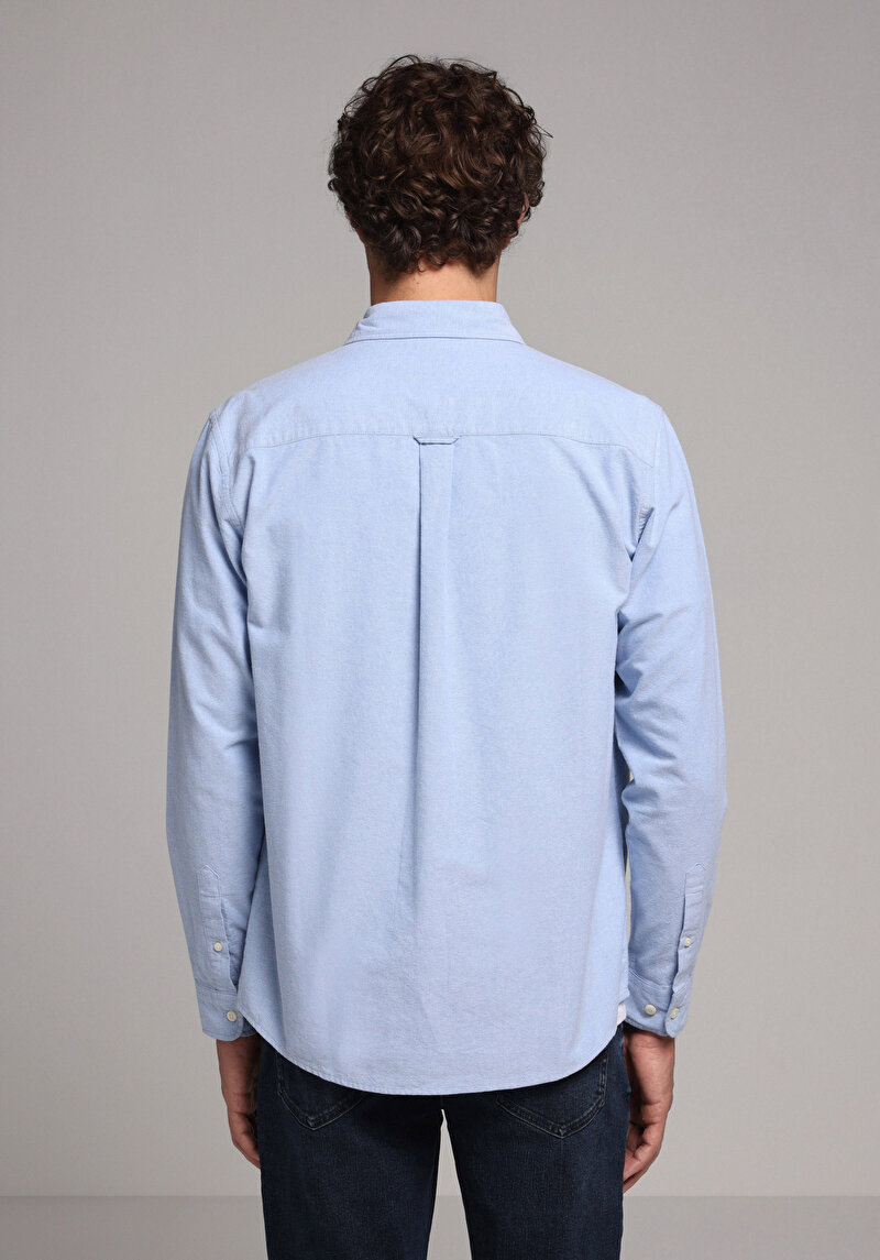 Imagine a Camasa Cu Maneca Lunga De Barbati Albastru Regular Fit Cl1073845