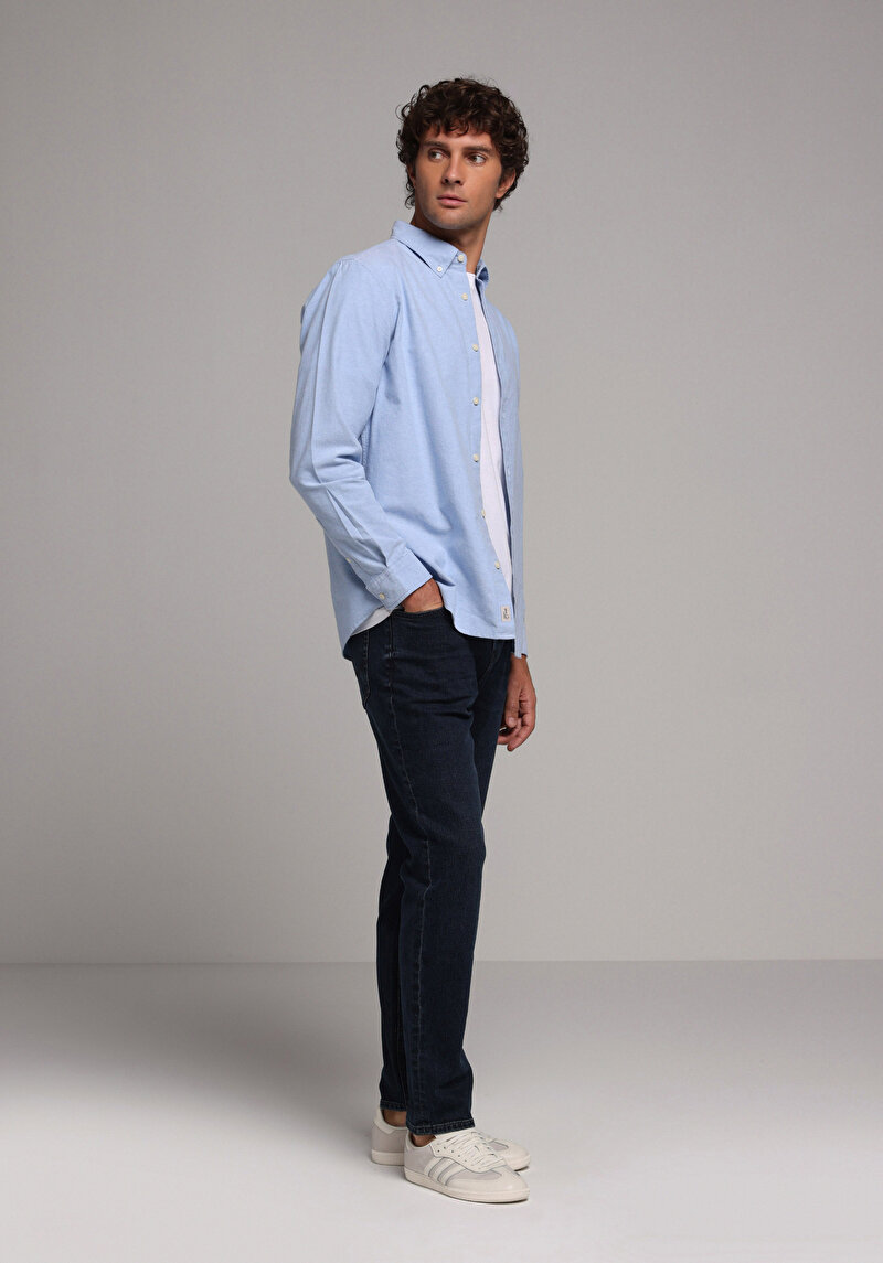 Imagine a Camasa Cu Maneca Lunga De Barbati Albastru Regular Fit Cl1073845