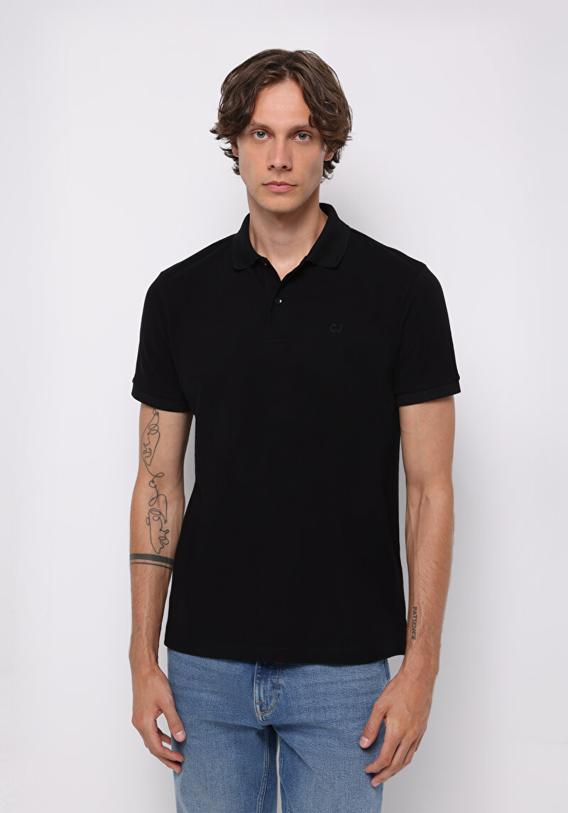 Imagine a Tricou Polo Cu Maneca Scurta De Barbati Negru Regular Fit Cl1073960