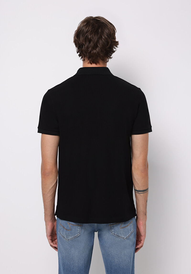 Afișați detalii pentru Tricou Polo Cu Maneca Scurta De Barbati Negru Regular Fit  Cl1073960