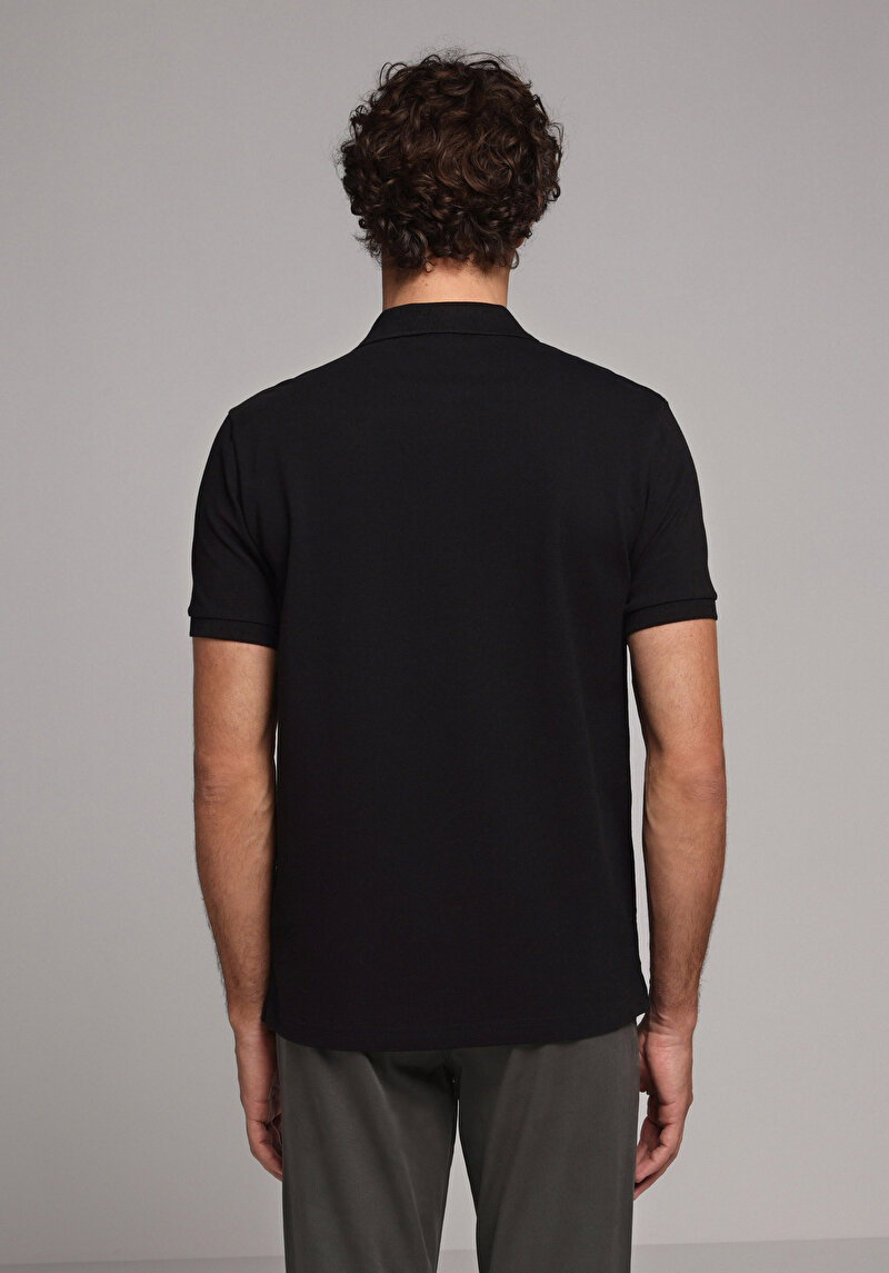 Imagine a Tricou Polo Cu Maneca Scurta De Barbati Negru Regular Fit Cl1073960