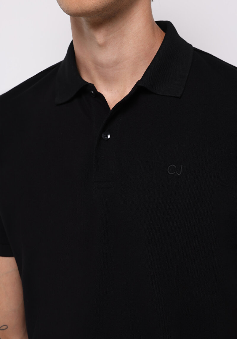 Afișați detalii pentru Tricou Polo Cu Maneca Scurta De Barbati Negru Regular Fit  Cl1073960