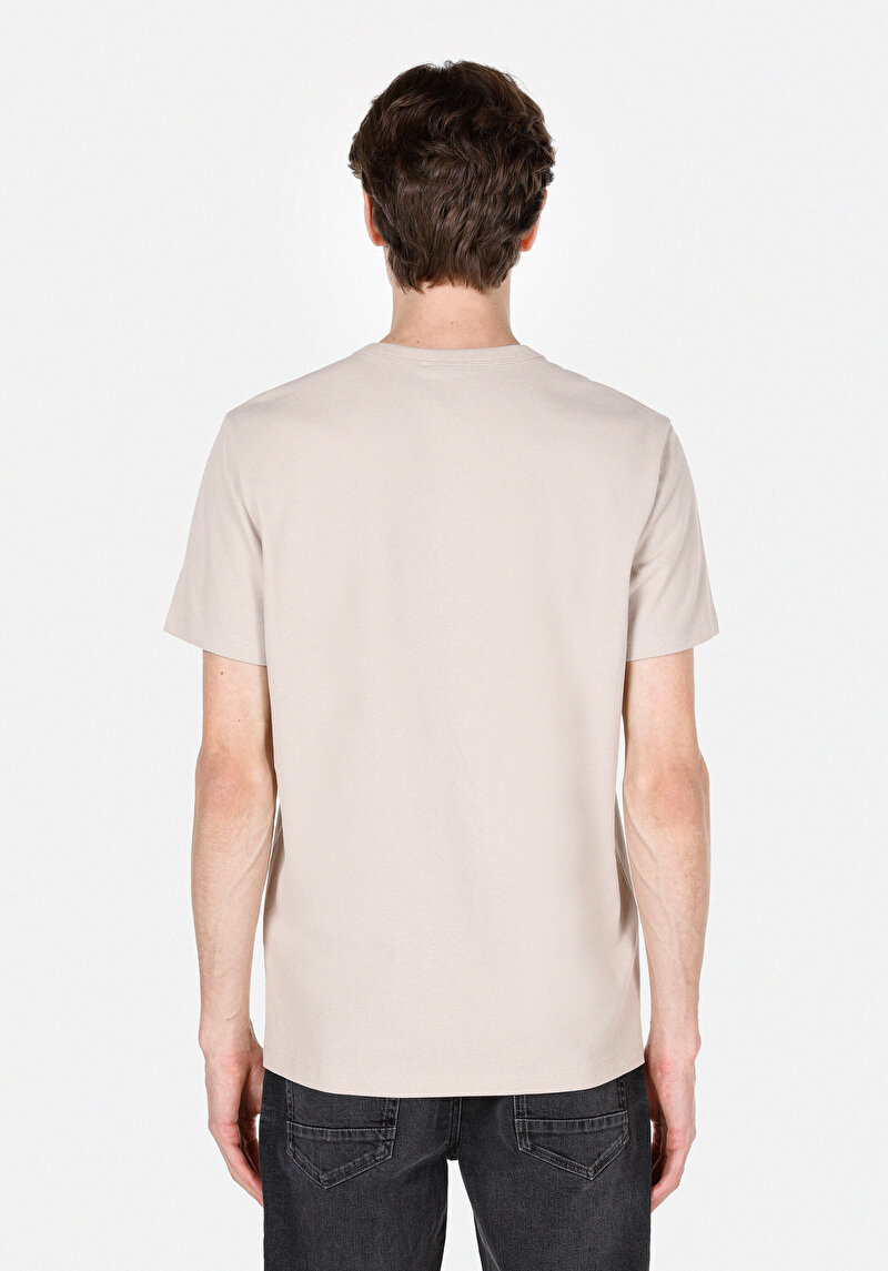 Imagine a Tricou Cu Maneca Scurta De Barbati Bej Regular Fit Cl1073962