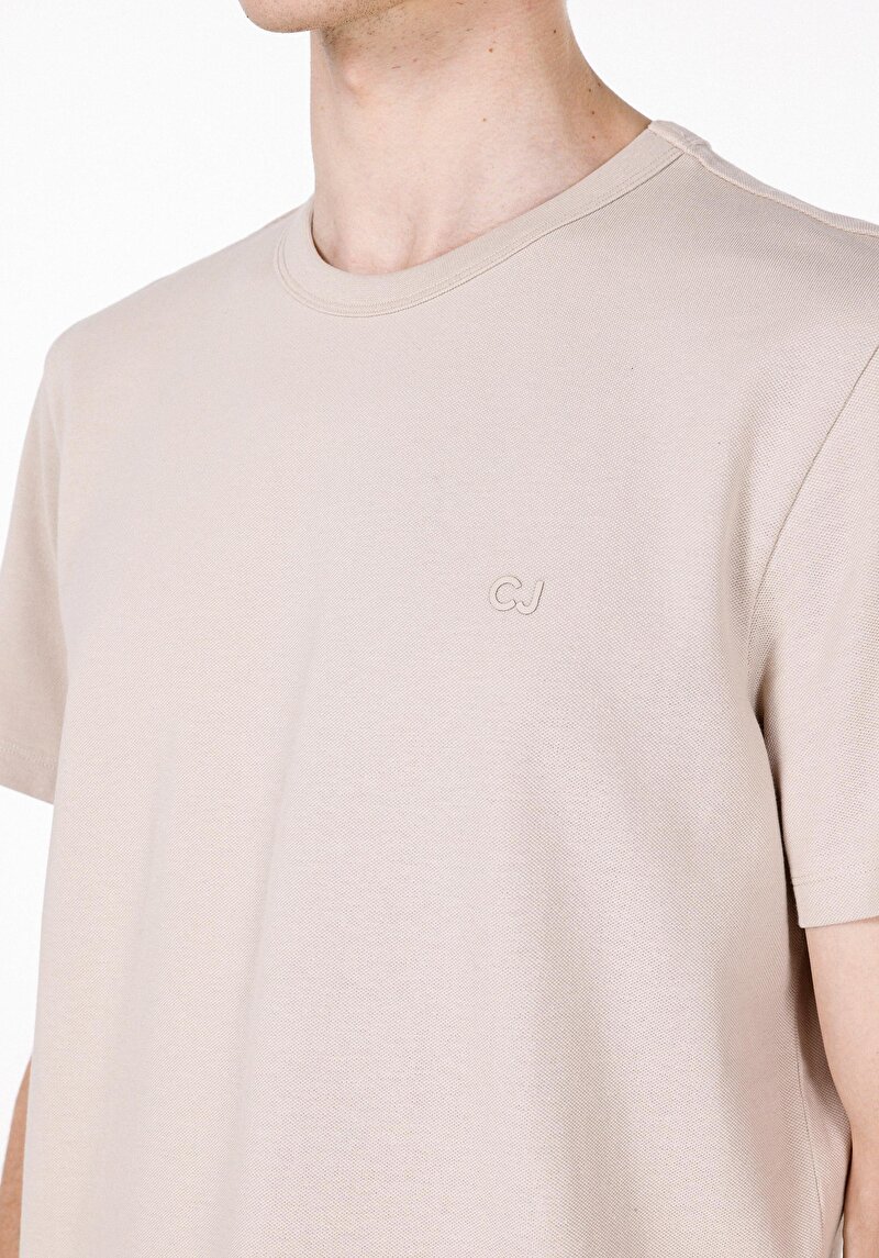 Imagine a Tricou Cu Maneca Scurta De Barbati Bej Regular Fit  Cl1073962