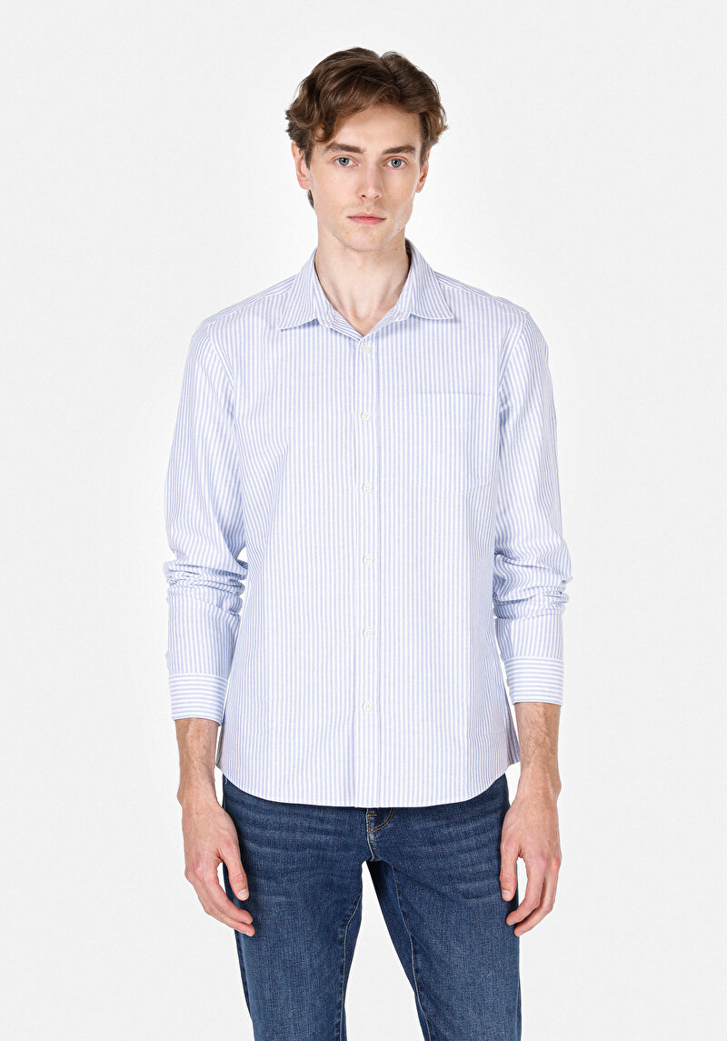 Imagine a Camasa Cu Maneca Lunga De Barbati Albastru Slim Fit Cl1074004