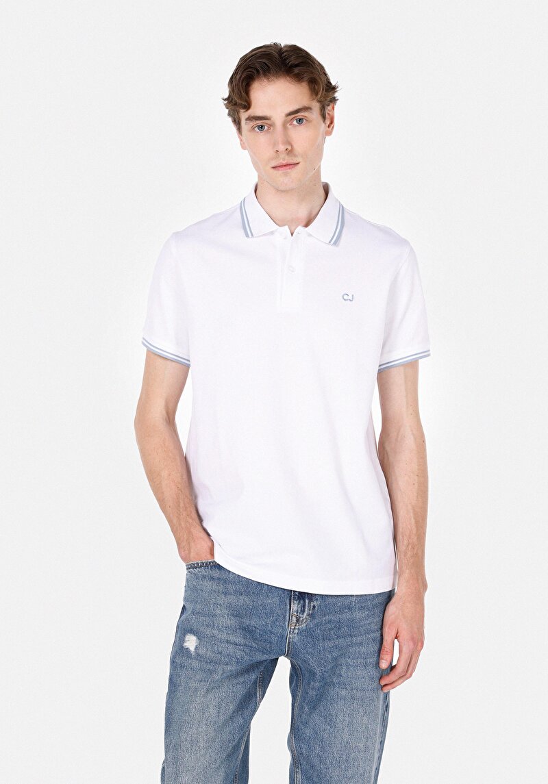 Imagine a Tricou Polo Cu Maneca Scurta De Barbati Alb Regular Fit  Cl1074313