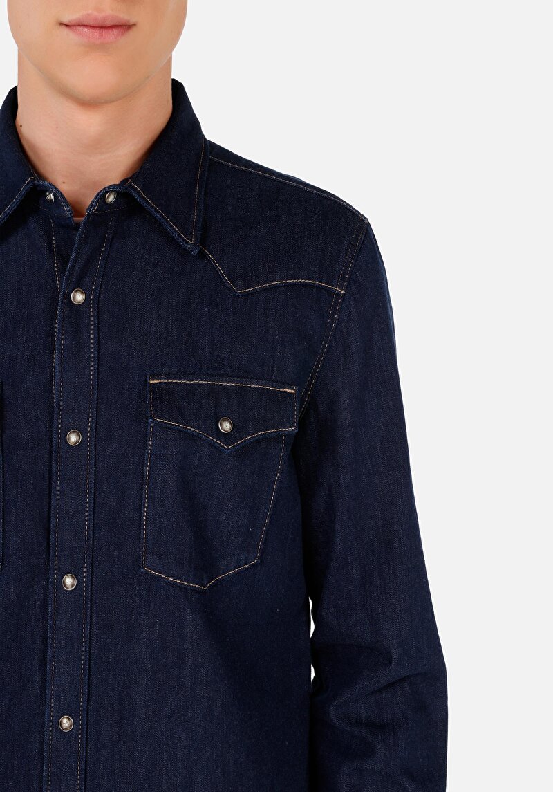 Afișați detalii pentru Regular Fit Classic Collar Cămașă Albastră Cu Mânecă Lungă Pentru Bărbați