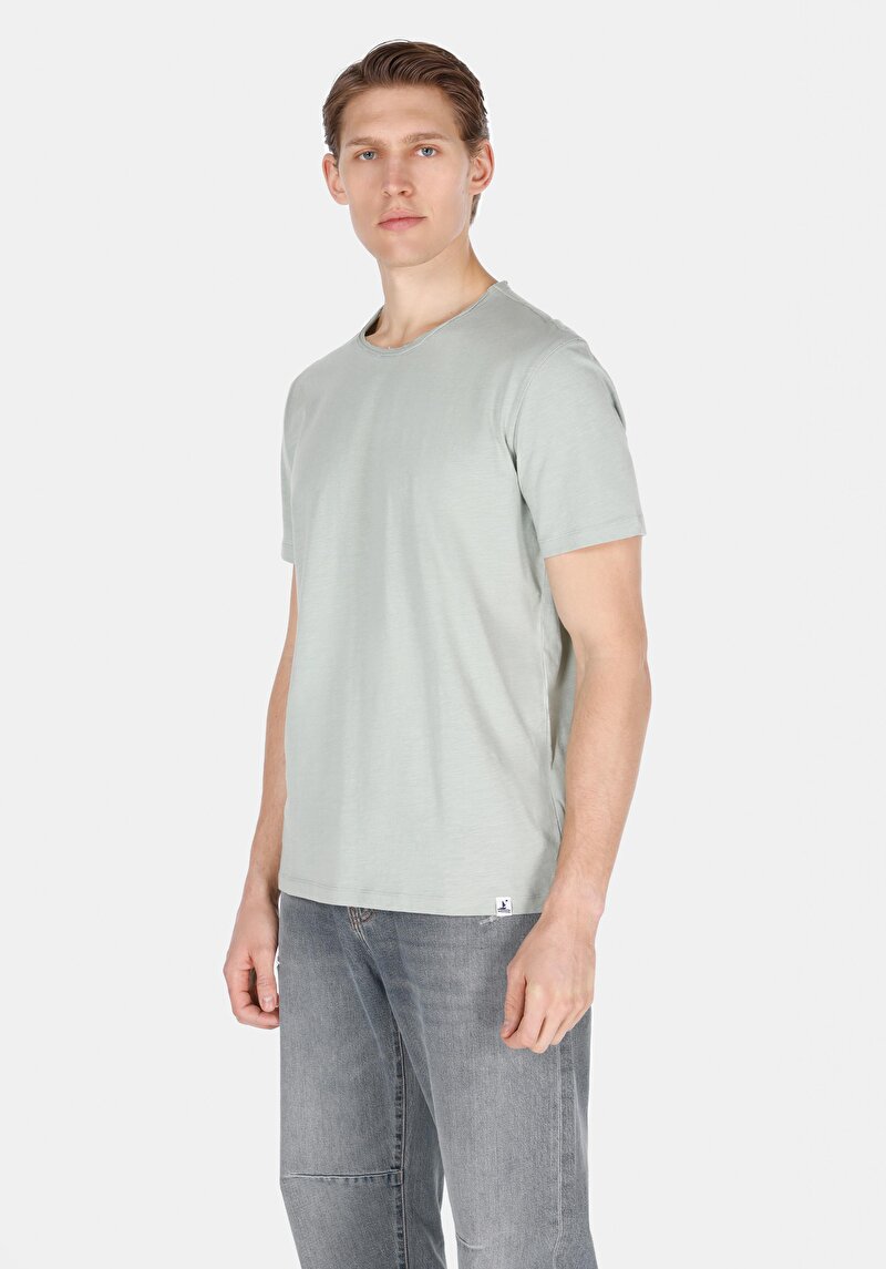 Imagine a Regular Fit Round Neck Drept Bărbați Turquoise Tricou Cu Mânecă Scurtă