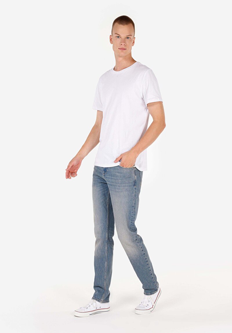 Afișați detalii pentru Pantaloni De Barbati Albastru Straight Fit 044 Karl Cl1071559