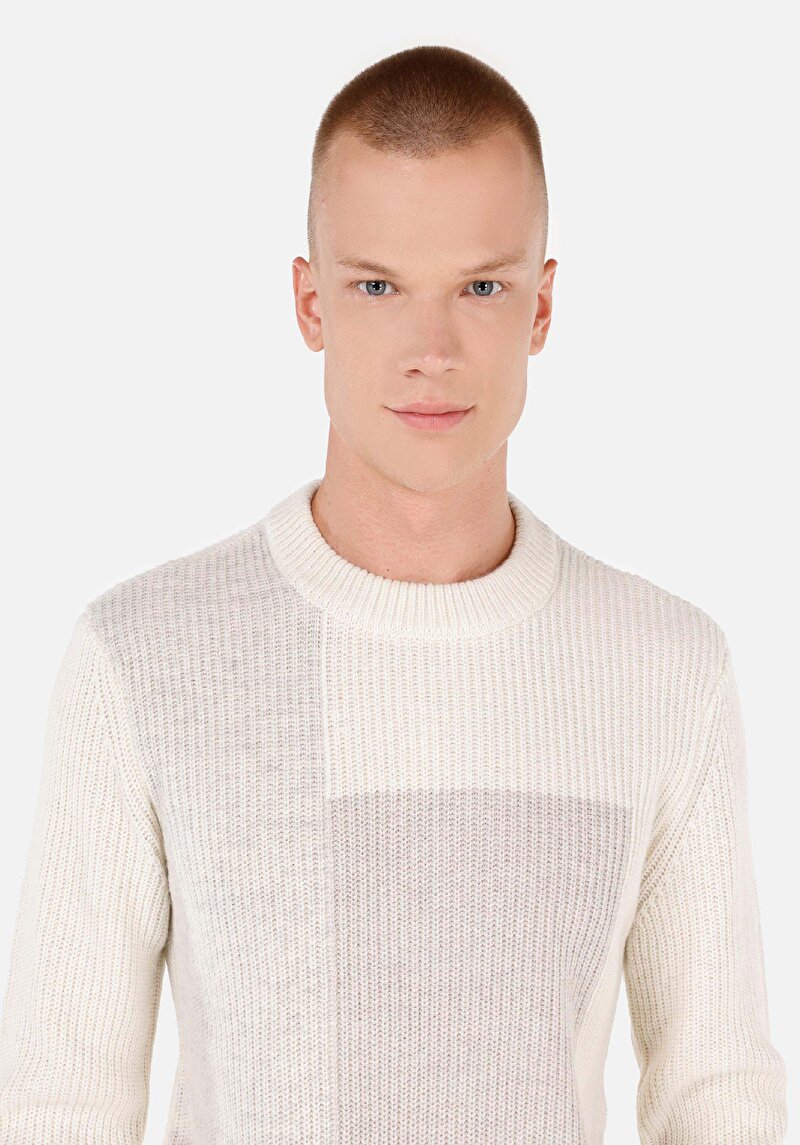Imagine a Pulover De Barbati Ecru Regular Fit Cl1070837
