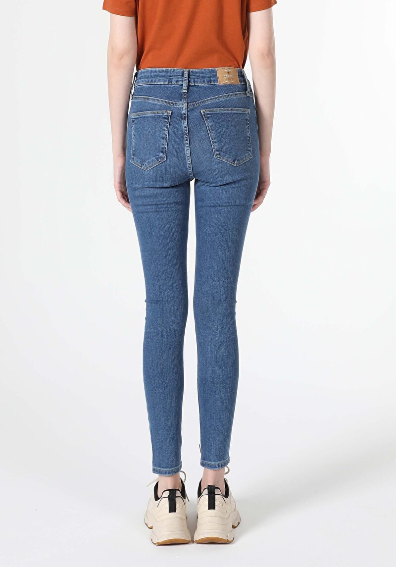 Imagine a Skinny Fit Talie Talie Picior Îngust Blugi Din Denim Pentru Femei