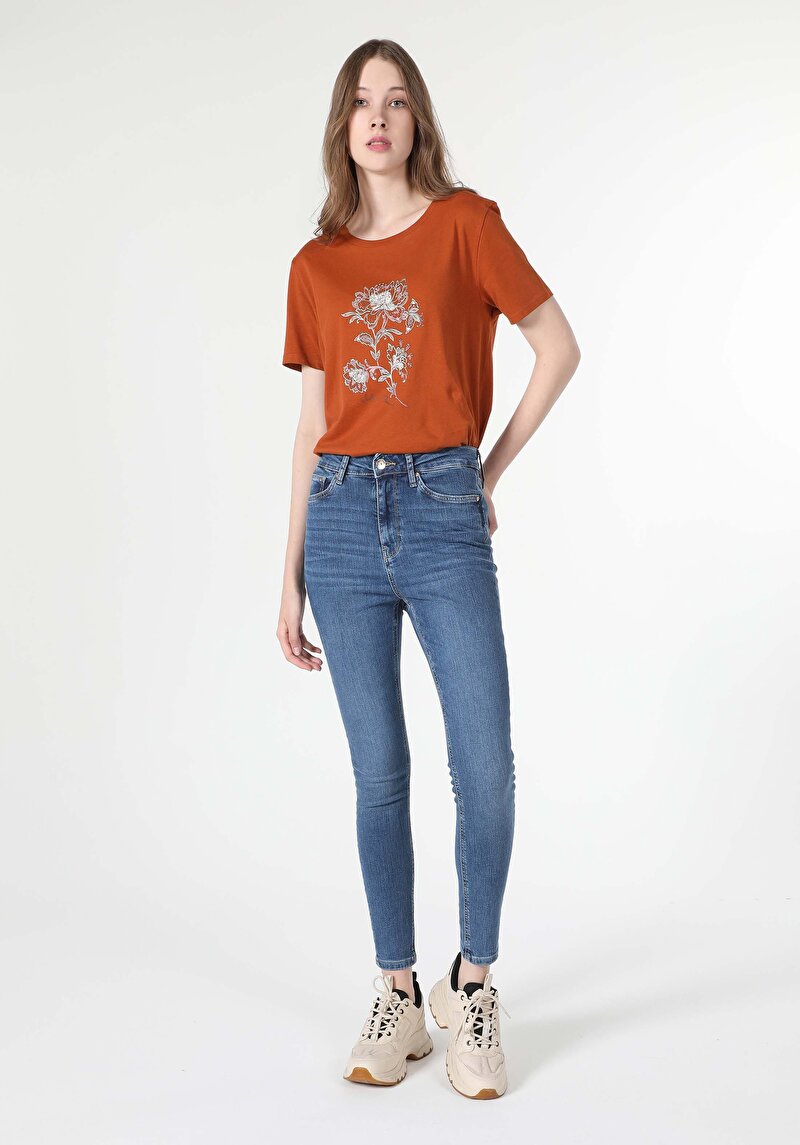 Imagine a Skinny Fit Talie Talie Picior Îngust Blugi Din Denim Pentru Femei