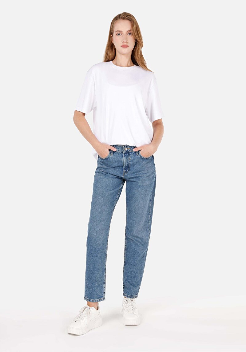 Imagine a Pantaloni De Dama Albastru Boyfriend Fit 893 Julia Cl1070854