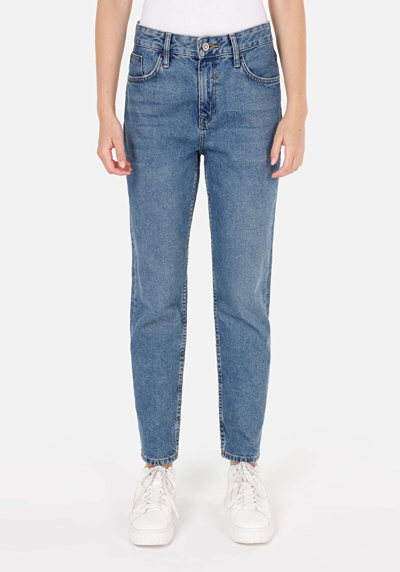 Afișați detalii pentru Pantaloni De Dama Albastru Boyfriend Fit 893 Julia Cl1070854