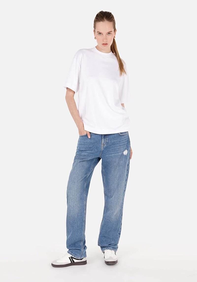 Imagine a Pantaloni De Dama Albastru Straight Fit  Cl1071684