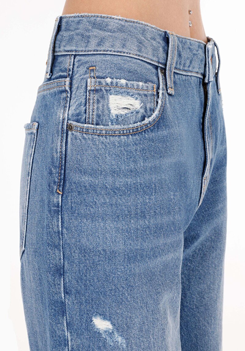 Afișați detalii pentru Pantaloni De Dama Albastru Straight Fit  Cl1071684