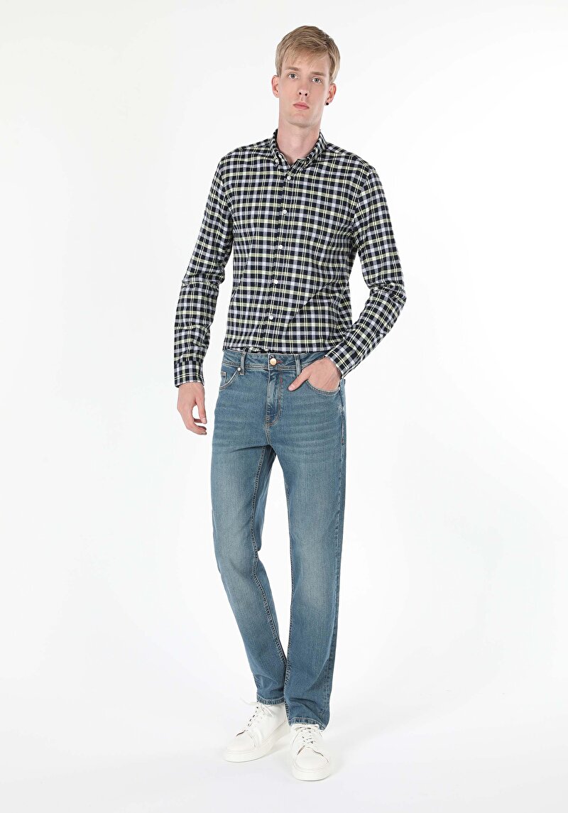 Imagine a Pantaloni De Barbati Albastru Regular Fit 045 David Cl1060492