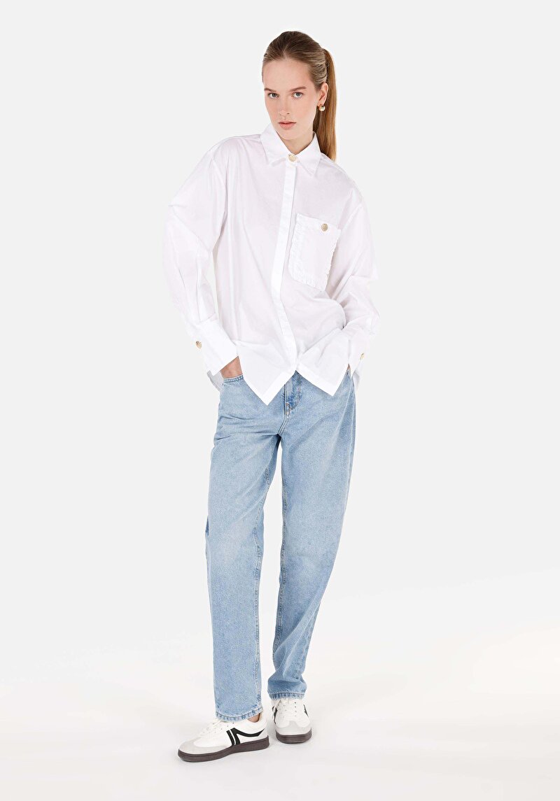 Afișați detalii pentru Camasa Cu Maneca Lunga De Dama Alb Relax Fit  Cl1070866