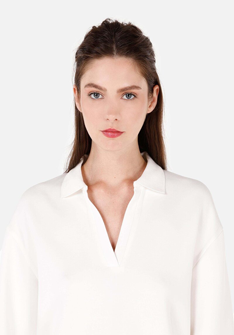 Imagine a Tricou Cu Maneca Lunga De Dama Alb Regular Fit Cl1070867