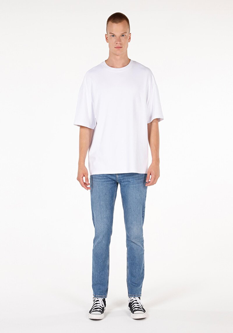 Imagine a Regular Fit Mid Waist Slim Leg Blugi İndigo Pentru Bărbați