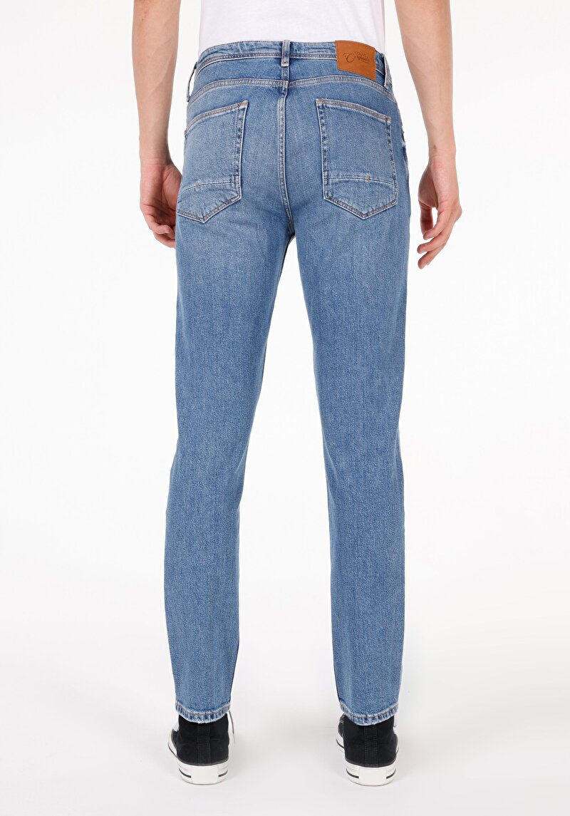 Afișați detalii pentru Regular Fit Mid Waist Slim Leg Blugi İndigo Pentru Bărbați