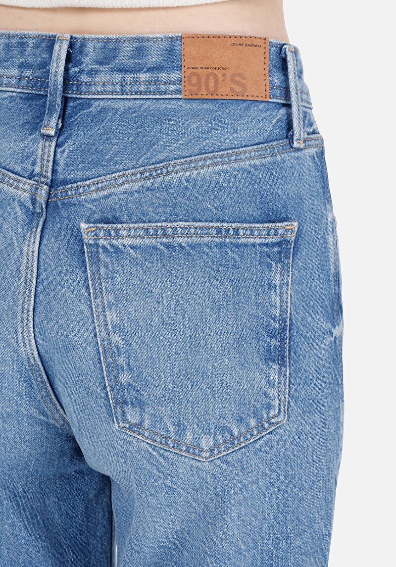 Afișați detalii pentru Drept Fit Talie Talie Dreaptă Picior Drept Blugi Din Denim Pentru Femei