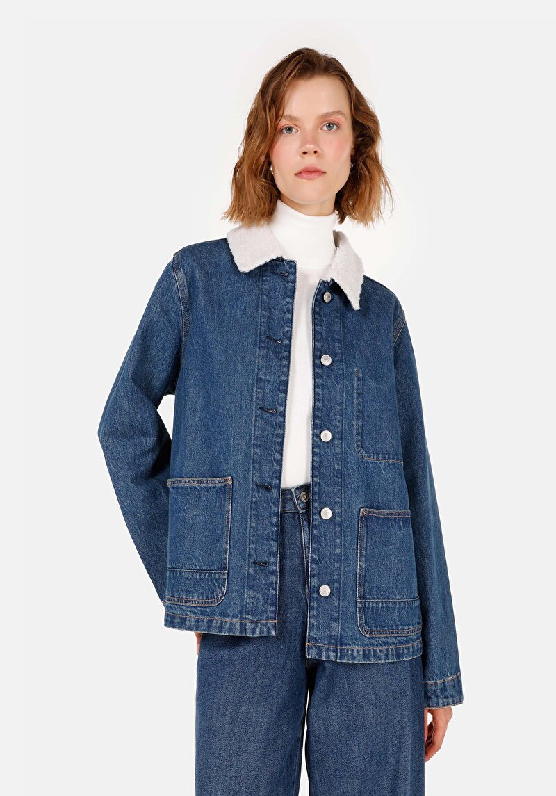 Imagine a Jachetă Albastră Pentru Femei Regular Fit